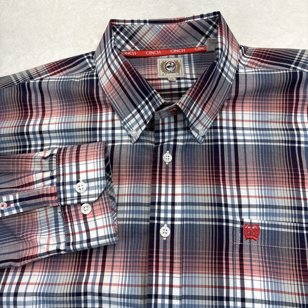 Cinch Western Shirt Men XL Plaid Cotton Cowboy Rodeo Country Core Button Down